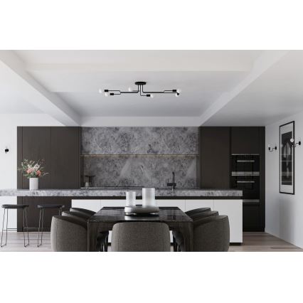 Полилей за повърхностен монтаж VECTOR 6xE27/15W/230V черен