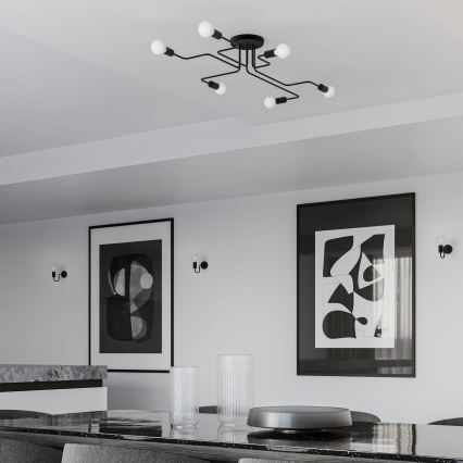 Полилей за повърхностен монтаж VECTOR 6xE27/15W/230V черен