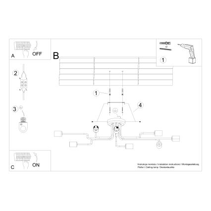 Полилей за повърхностен монтаж VECTOR 8xE27/15W/230V черен