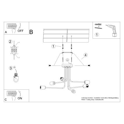 Висящ полилей NORAH 6xE27/15W/230V черен