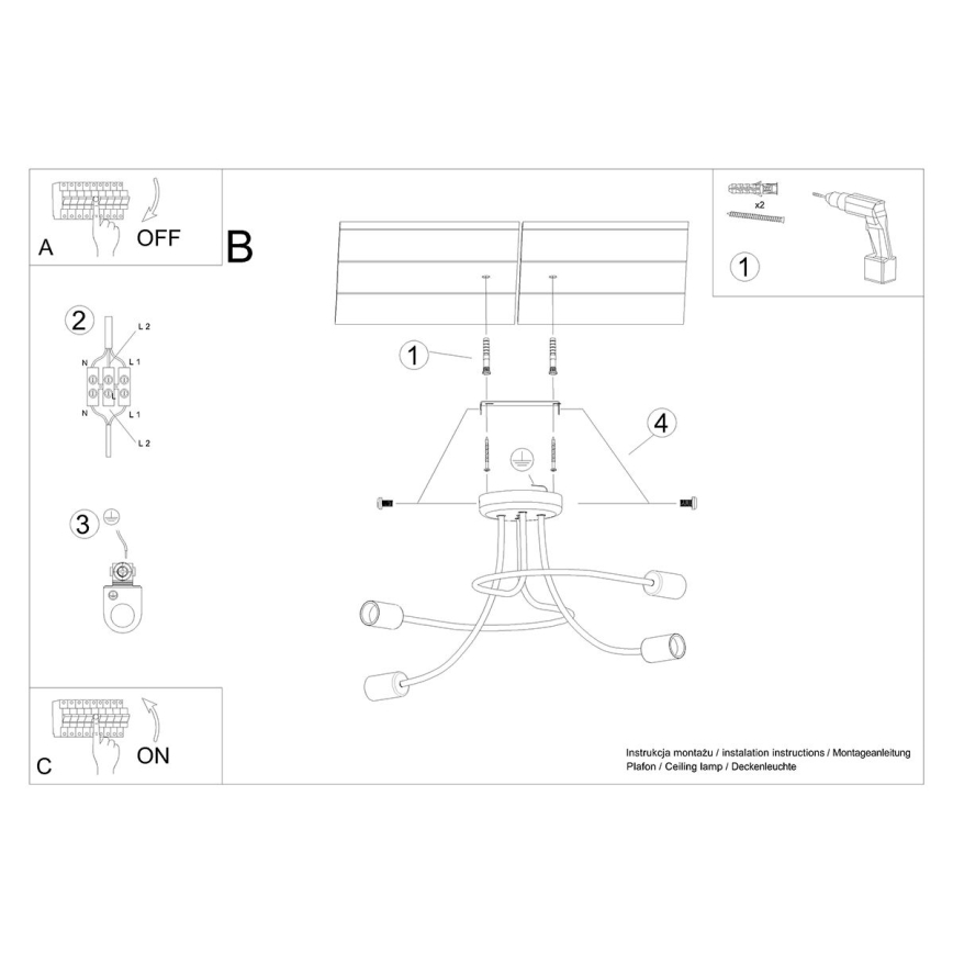Висящ полилей LEVAR 4xE27/15W/230V черен