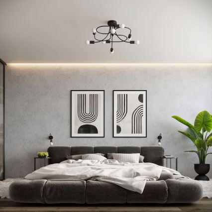 Висящ полилей LEVAR 8xE27/15W/230V черен