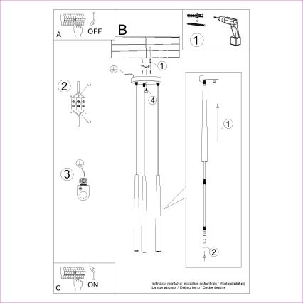 Пендел BLISS 3xG9/8W/230V черен