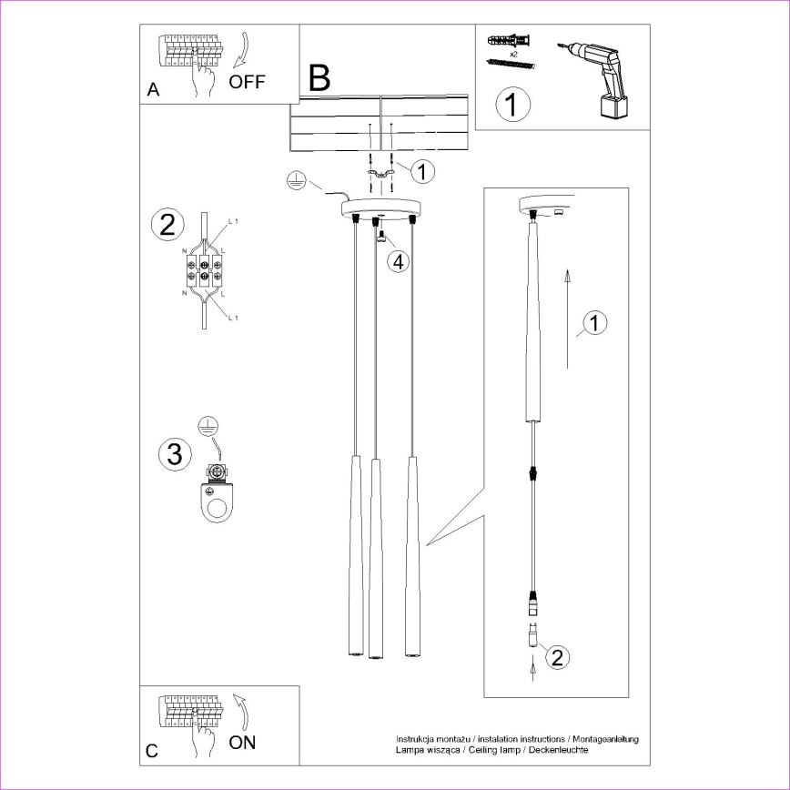 Пендел BLISS 3xG9/8W/230V черен