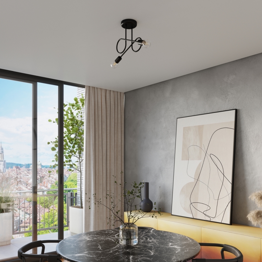 Полилей за повърхностен монтаж LOOP 2xE27/15W/230V черен