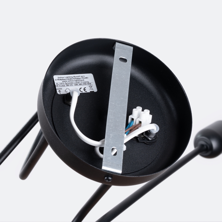 Полилей за повърхностен монтаж LOOP 2xE27/15W/230V черен