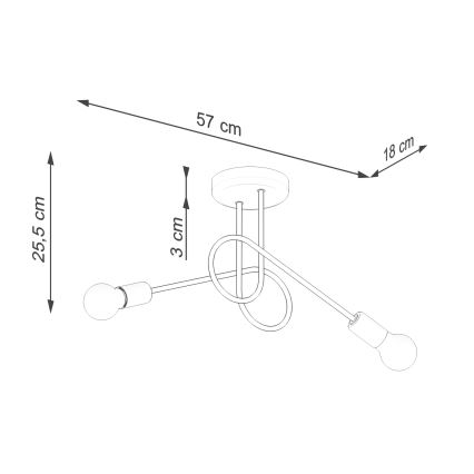 Полилей за повърхностен монтаж LOOP 2xE27/15W/230V черен
