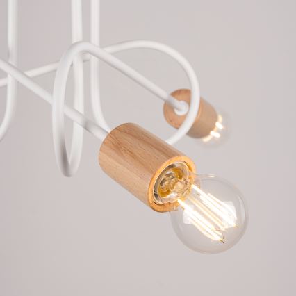 Полилей за повърхностен монтаж EMBER 3xE27/15W/230V бял/бежов/бук