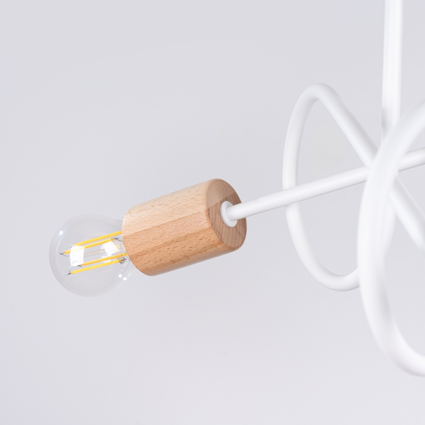 Полилей за повърхностен монтаж EMBER 3xE27/15W/230V бял/бежов/бук