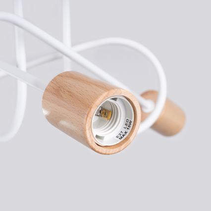 Полилей за повърхностен монтаж EMBER 3xE27/15W/230V бял/бежов/бук