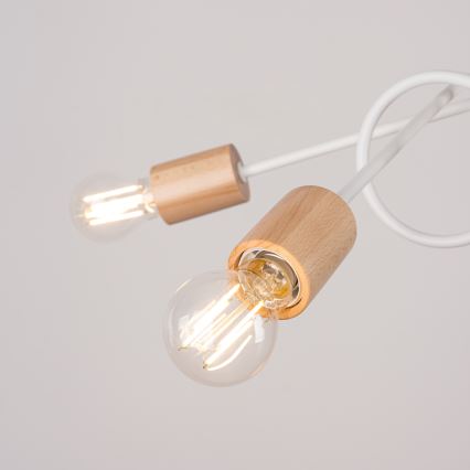 Полилей за повърхностен монтаж EMBER 5xE27/15W/230V бял/бежов/бук