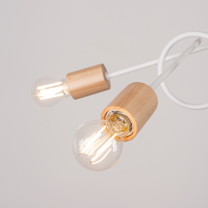 Полилей за повърхностен монтаж EMBER 5xE27/15W/230V бял/бежов/бук