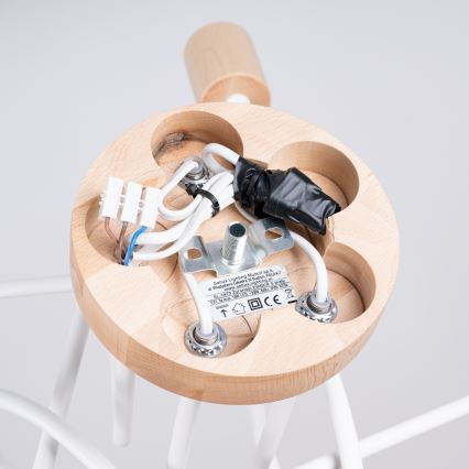 Полилей за повърхностен монтаж EMBER 5xE27/15W/230V бял/бежов/бук