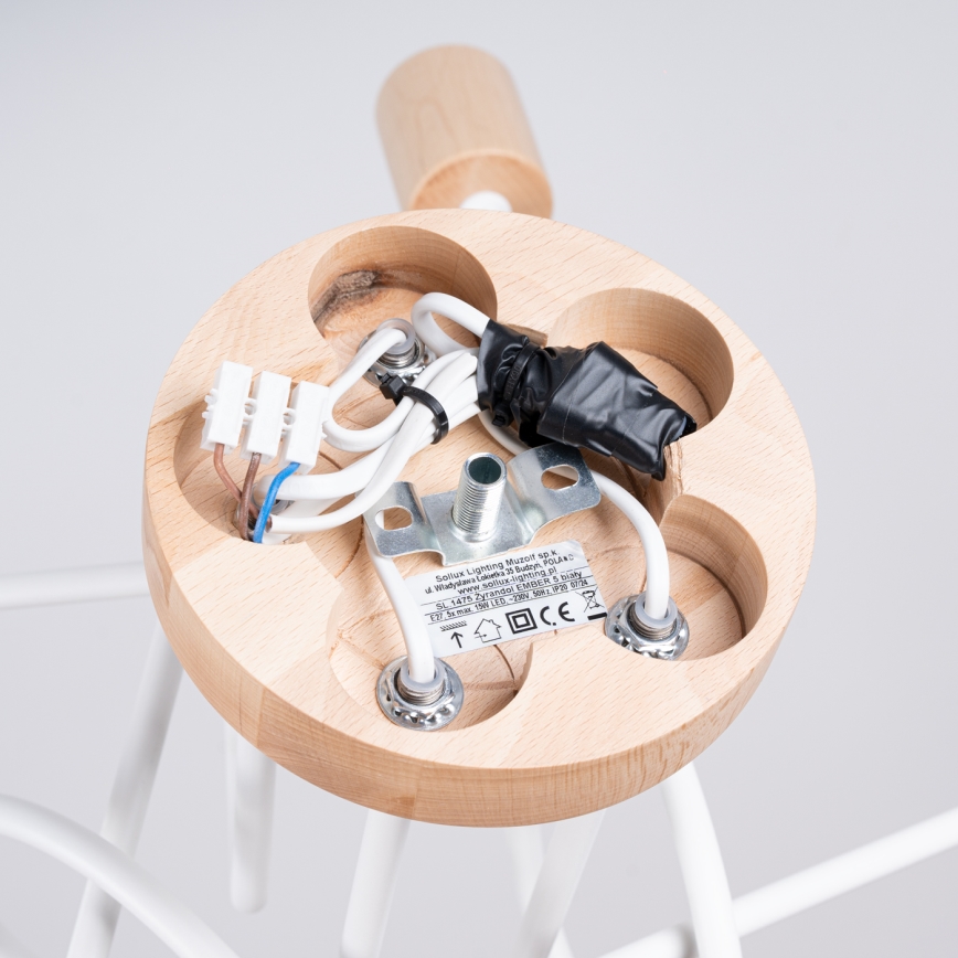 Полилей за повърхностен монтаж EMBER 5xE27/15W/230V бял/бежов/бук