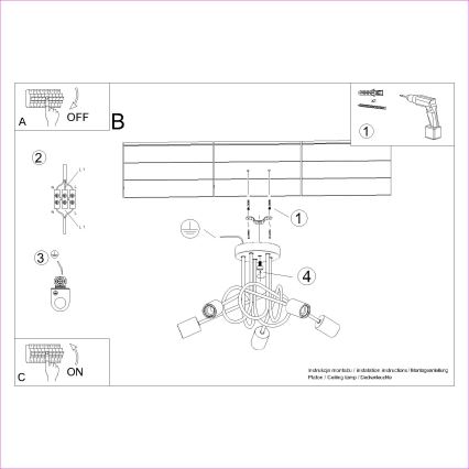 Полилей за повърхностен монтаж EMBER 5xE27/15W/230V бял/бежов/бук