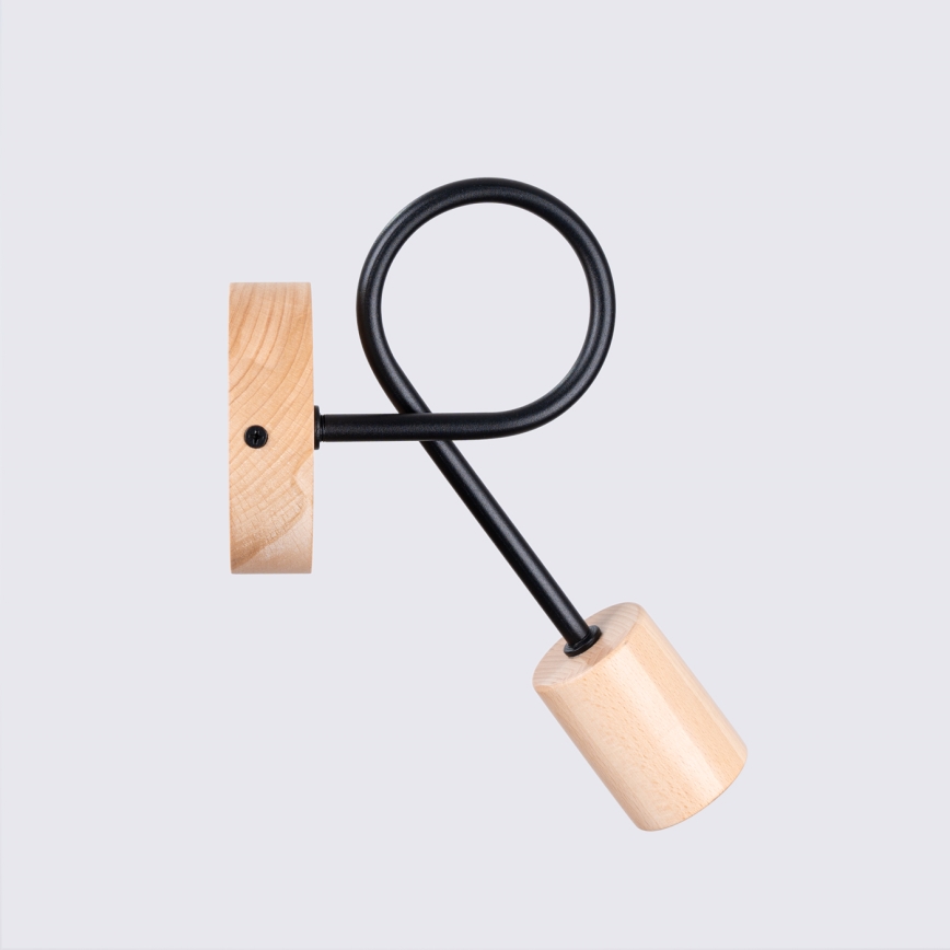 Аплик EMBER 1xE27/15W/230V черен/бежов/бук