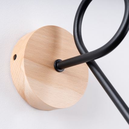 Аплик EMBER 1xE27/15W/230V черен/бежов/бук