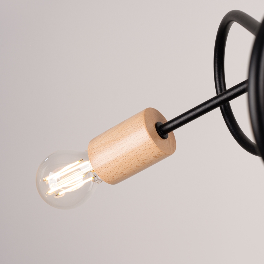 Полилей за повърхностен монтаж EMBER 3xE27/15W/230V черен/бежов/бук