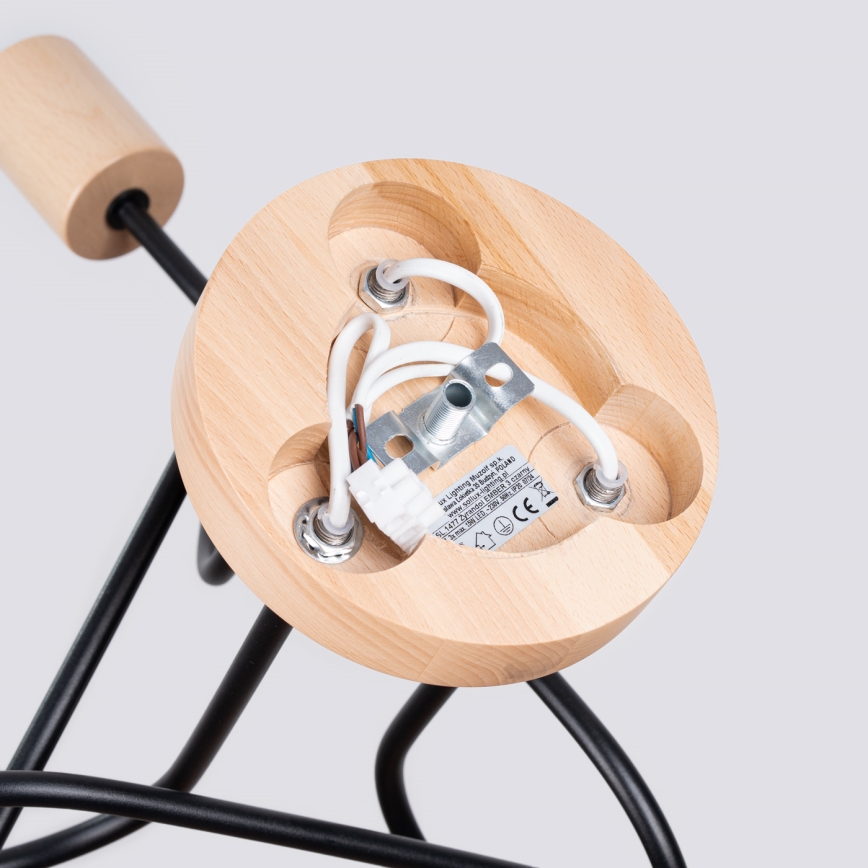 Полилей за повърхностен монтаж EMBER 3xE27/15W/230V черен/бежов/бук