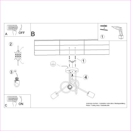 Полилей за повърхностен монтаж EMBER 3xE27/15W/230V черен/бежов/бук