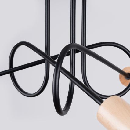 Полилей за повърхностен монтаж EMBER 3xE27/15W/230V черен/бежов/бук