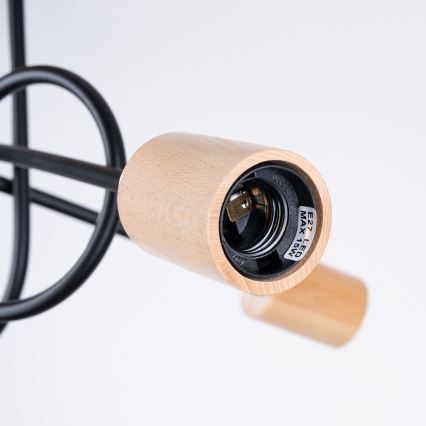 Полилей за повърхностен монтаж EMBER 3xE27/15W/230V черен/бежов/бук