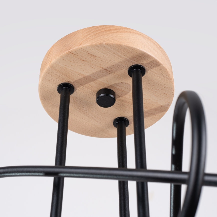 Полилей за повърхностен монтаж EMBER 3xE27/15W/230V черен/бежов/бук