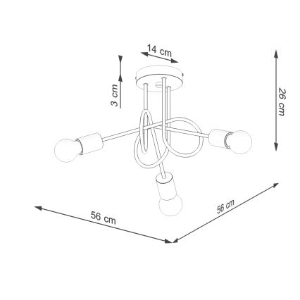 Полилей за повърхностен монтаж EMBER 3xE27/15W/230V черен/бежов/бук