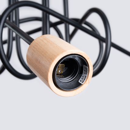 Полилей за повърхностен монтаж EMBER 5xE27/15W/230V черен/бежов/бук