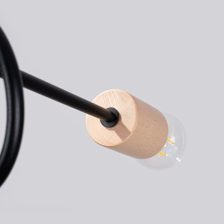 Полилей за повърхностен монтаж EMBER 5xE27/15W/230V черен/бежов/бук