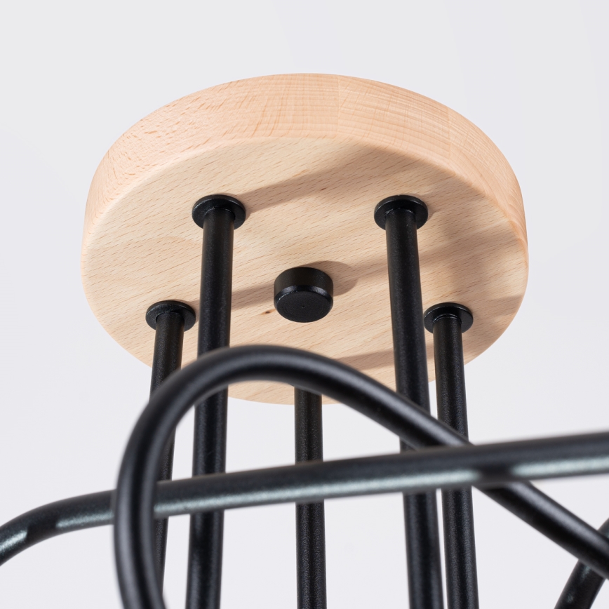 Полилей за повърхностен монтаж EMBER 5xE27/15W/230V черен/бежов/бук