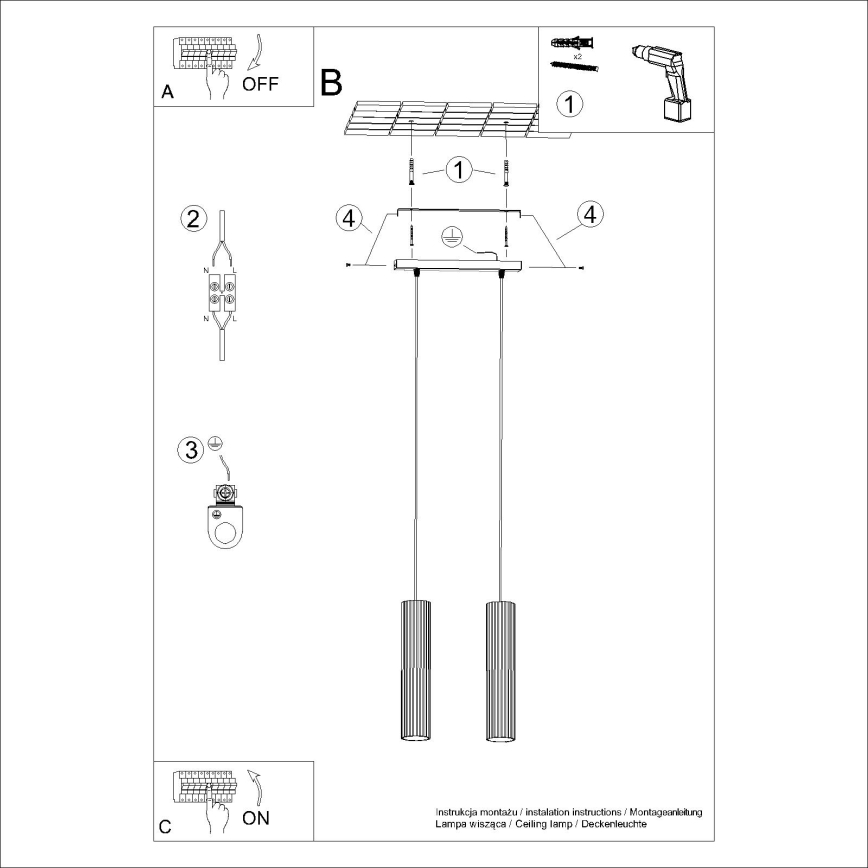 Пендел KARBON 2xGU10/10W/230V черен