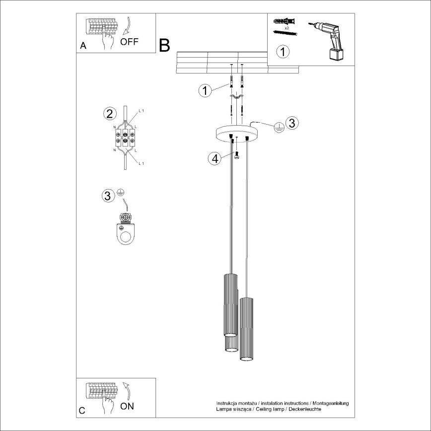 Пендел KARBON 3xGU10/10W/230V черен