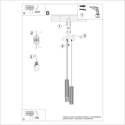 Пендел KARBON 3xGU10/10W/230V червен