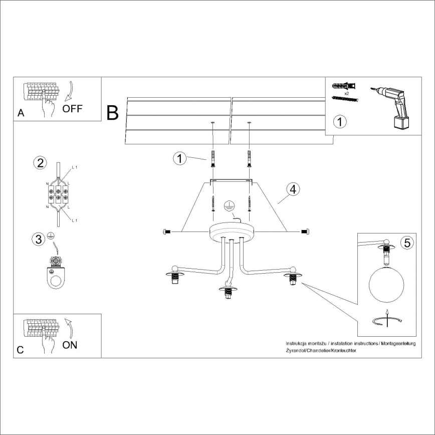 Висящ полилей ASTRAL 3xG9/8W/230V черен