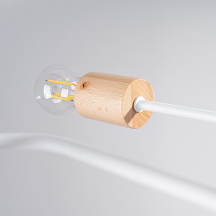 Полилей за повърхностен монтаж TIMBO 8xE27/15W/230V бял/бежов/бук