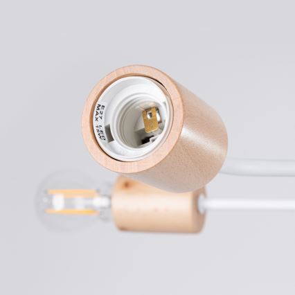 Полилей за повърхностен монтаж TIMBO 8xE27/15W/230V бял/бежов/бук