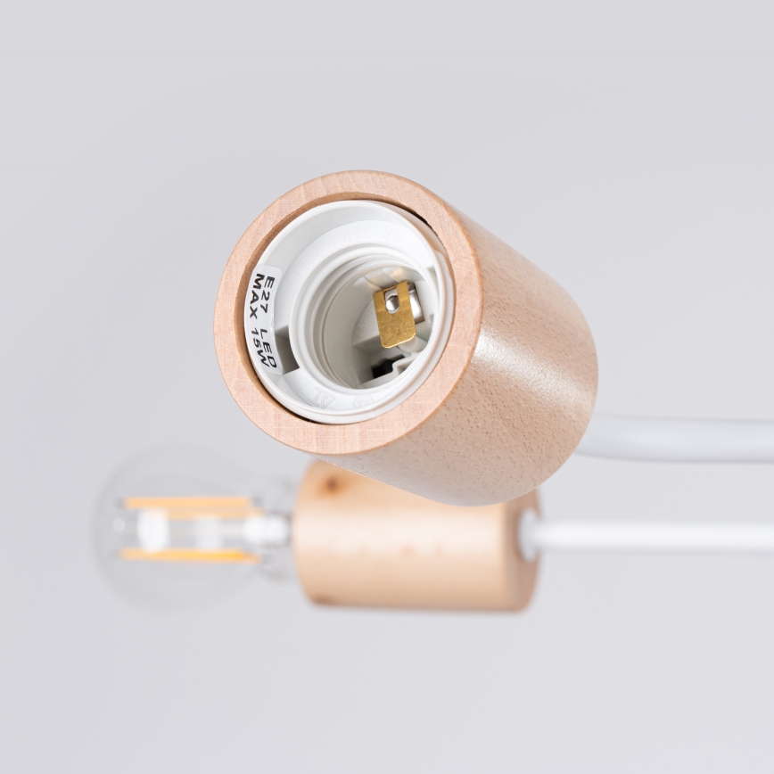 Полилей за повърхностен монтаж TIMBO 8xE27/15W/230V бял/бежов/бук