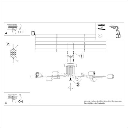 Полилей за повърхностен монтаж TIMBO 8xE27/15W/230V бял/бежов/бук