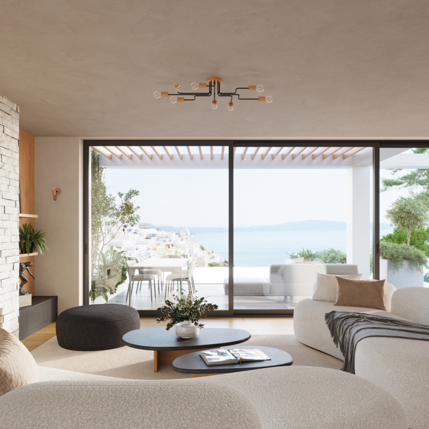 Аплик TIMBO 1xE27/15W/230V черен/бежов/бук