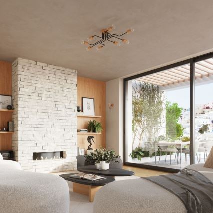 Аплик TIMBO 1xE27/15W/230V черен/бежов/бук