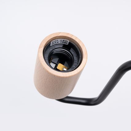 Аплик TIMBO 1xE27/15W/230V черен/бежов/бук