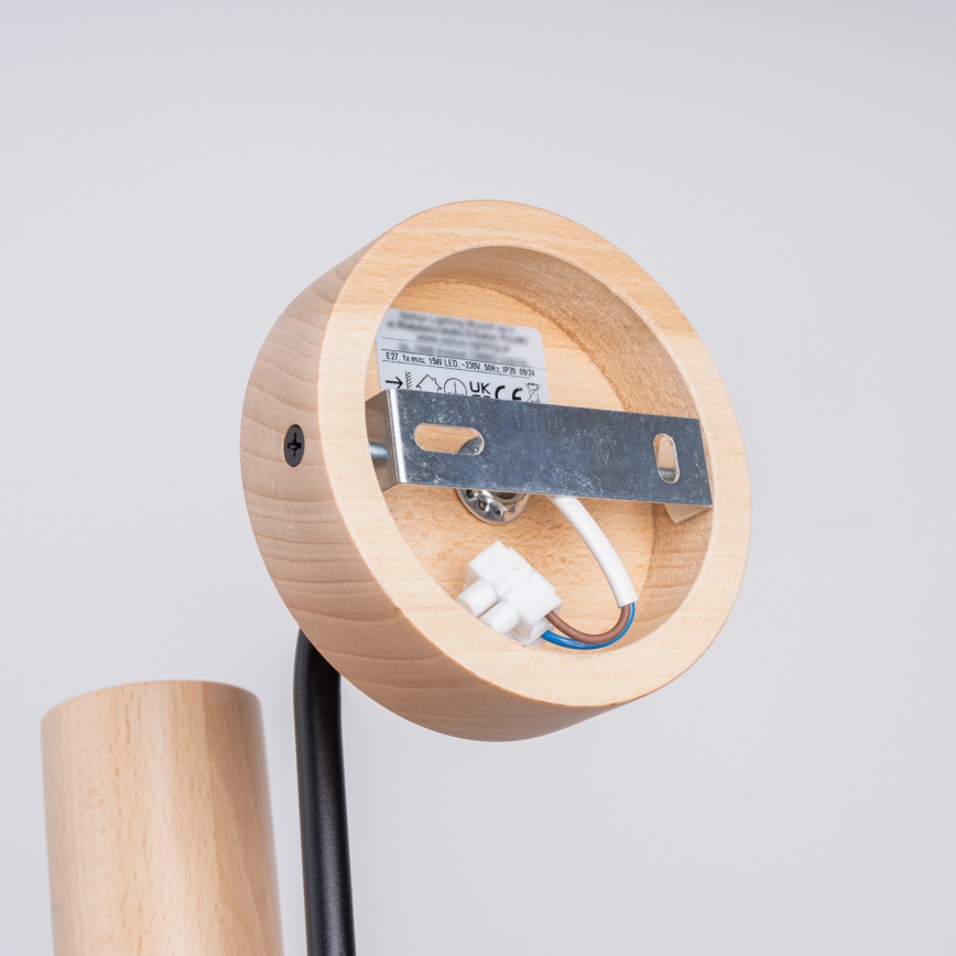 Аплик TIMBO 1xE27/15W/230V черен/бежов/бук