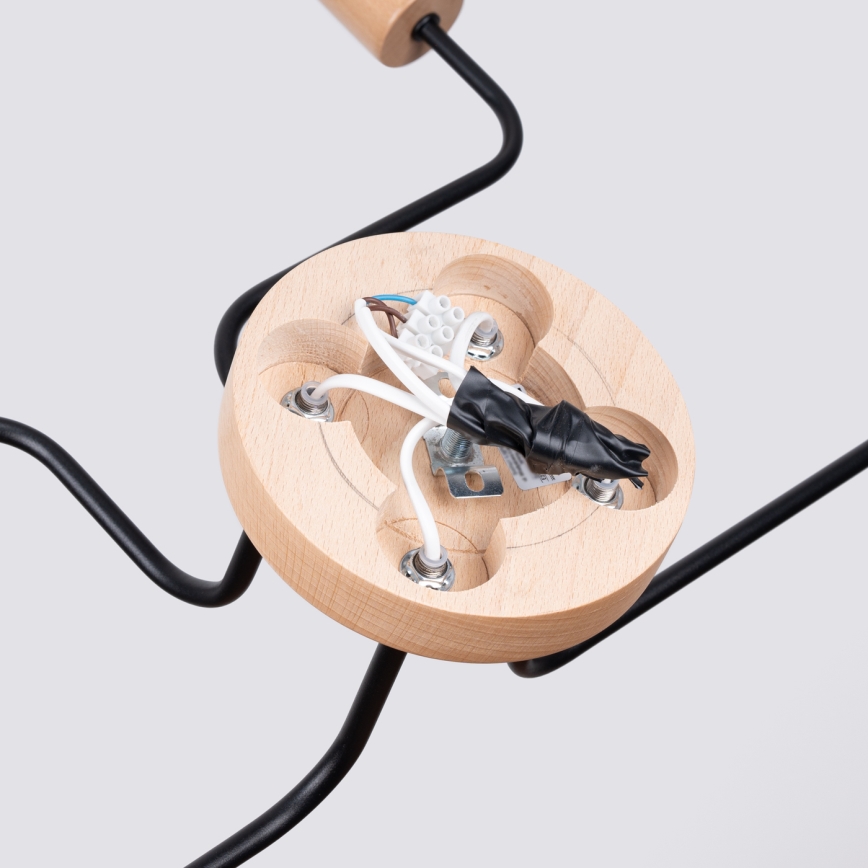 Полилей за повърхностен монтаж TIMBO 4xE27/15W/230V черен/бежов/бук