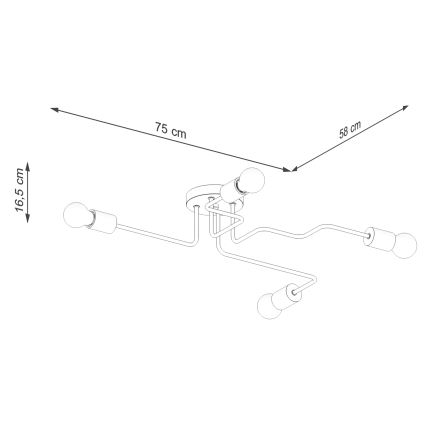 Полилей за повърхностен монтаж TIMBO 4xE27/15W/230V черен/бежов/бук