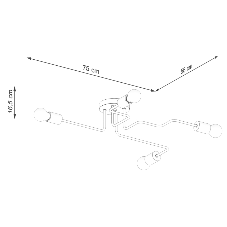 Полилей за повърхностен монтаж TIMBO 4xE27/15W/230V черен/бежов/бук
