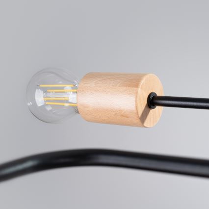 Полилей за повърхностен монтаж TIMBO 8xE27/15W/230V черен/бежов/бук