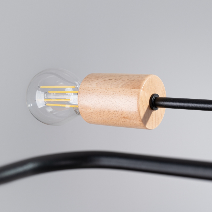 Полилей за повърхностен монтаж TIMBO 8xE27/15W/230V черен/бежов/бук