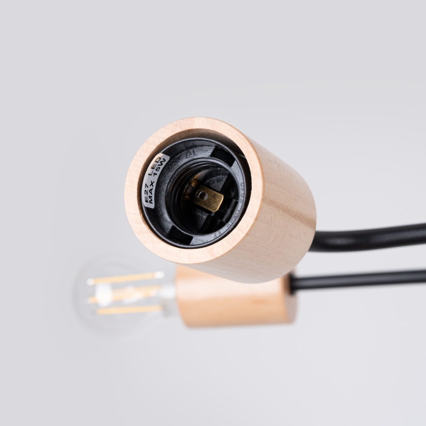 Полилей за повърхностен монтаж TIMBO 8xE27/15W/230V черен/бежов/бук
