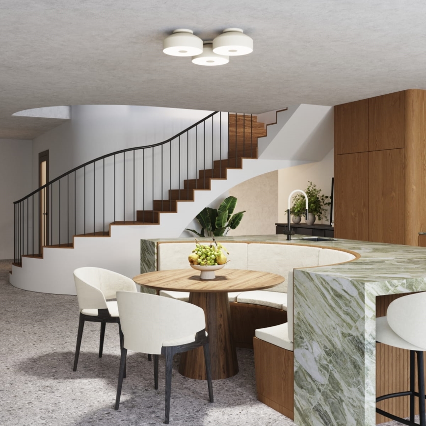 Таванно осветително тяло OMIQ 4xE27/15W/230V Ø 30 см кремаво